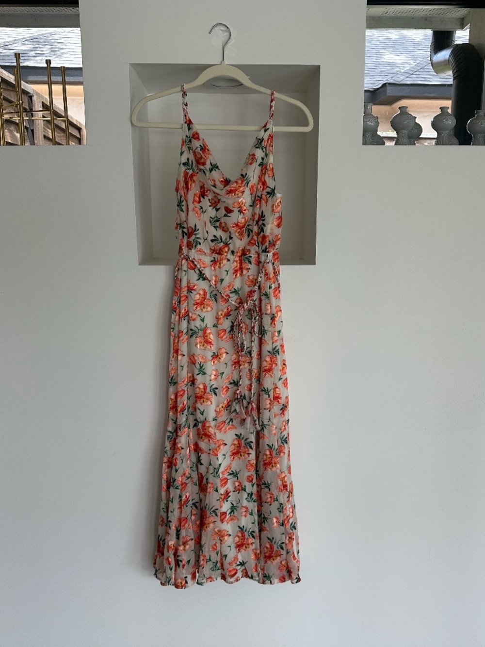 Alice + Olivia Lissa Floral Cowl Midi-Dress in Falling For You Off White